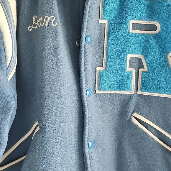 Vintage Butwin Wool Varsity High School Jacket Light Blue & White + Pins Dan